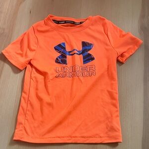 Under Armour Orange Kids Rashguard with Blue Logo